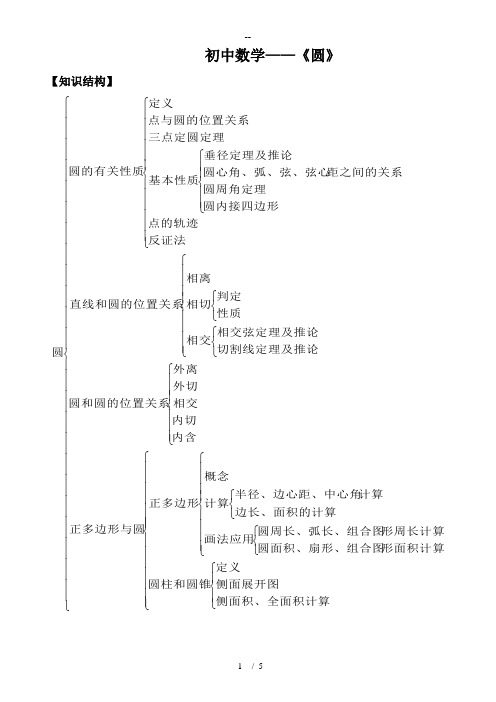 中考圆知识点总结复习(经典推荐)打印版