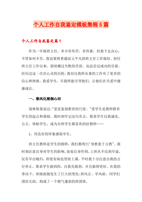 个人工作自我鉴定模板集锦5篇