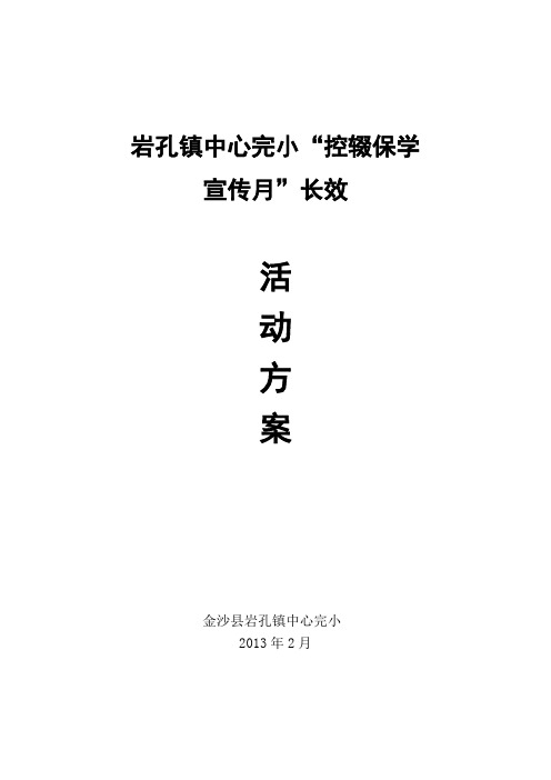 金沙县岩孔镇中心完小控辍保学宣传月方案