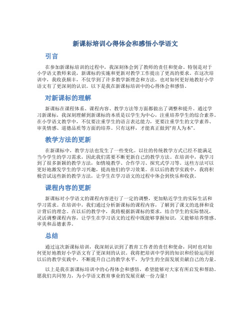 新课标培训心得体会和感悟小学语文