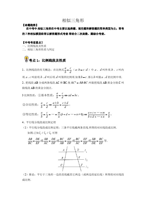 中考数学考点23相似三角形总复习(原卷版)