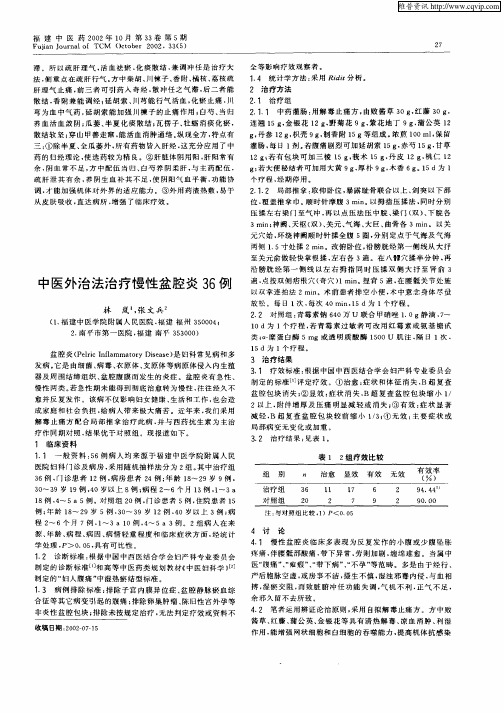 中医外治法治疗慢性盆腔炎36例