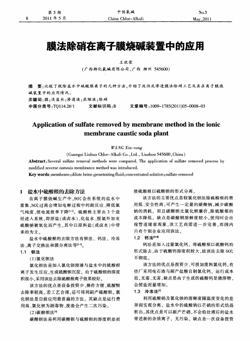 膜法除硝在离子膜烧碱装置中的应用