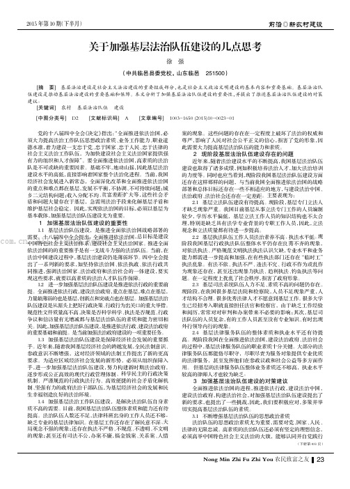 关于加强基层法治队伍建设的几点思考