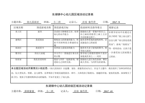 小二班区域活动记录