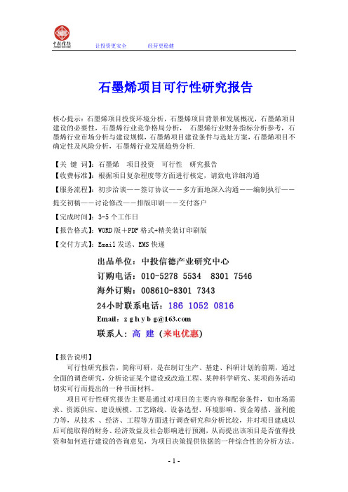 石墨烯项目可行性研究报告