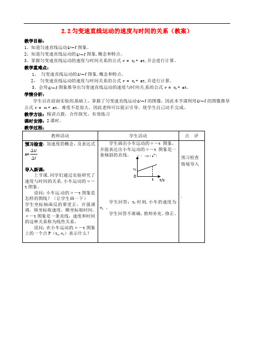 河北省新乐市第一中学高中物理 2.2匀变速直线运动的速