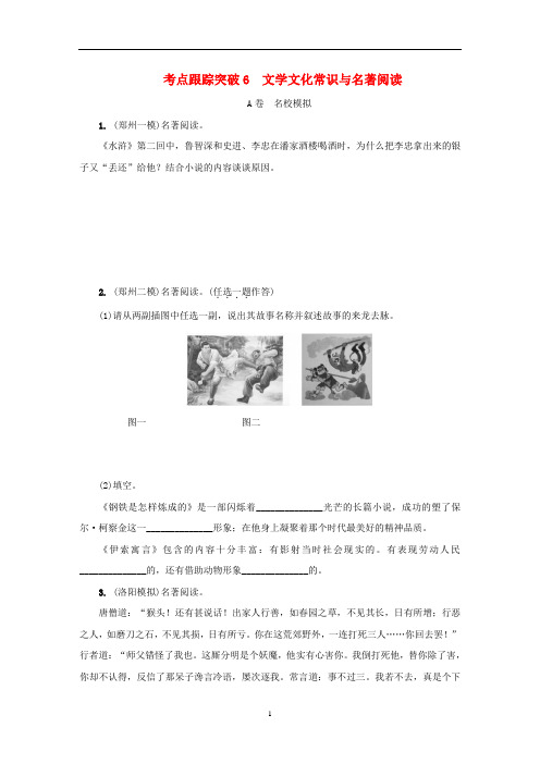 河南专版2018届中考语文复习考点跟踪突破6文学文化常识与名著阅读(含答案)