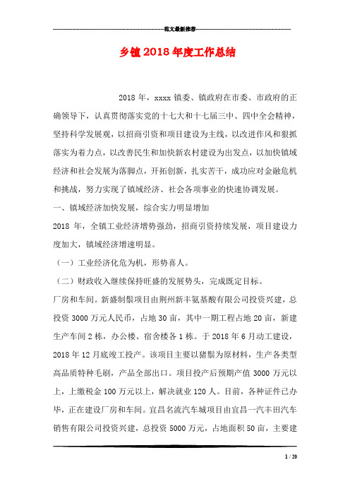 乡镇2018年度工作总结