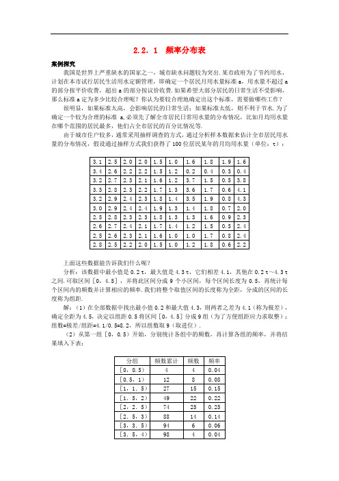 高中数学 第2章 统计 2.2 总体分布的估计 2.2.1 频率