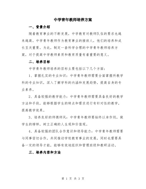 中学青年教师培养方案