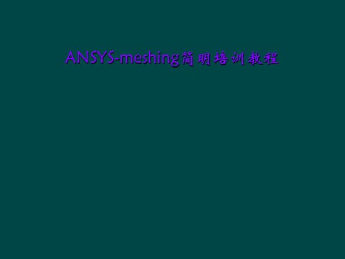 ANSYS-meshing简明培训教程