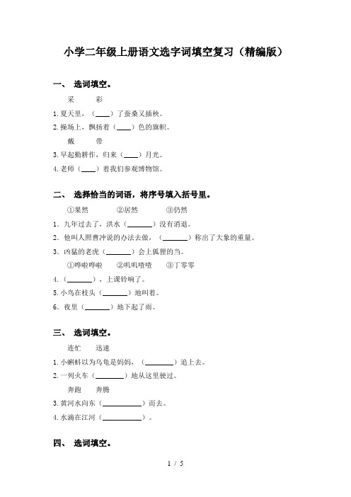 小学二年级上册语文选字词填空复习(精编版)