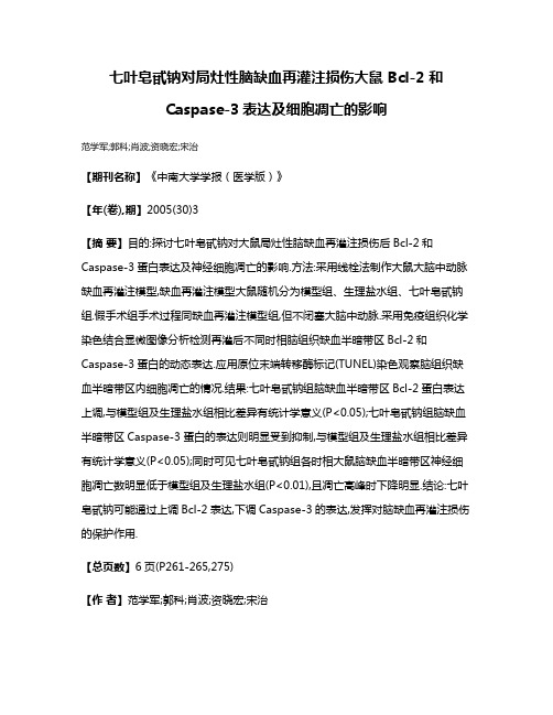 七叶皂甙钠对局灶性脑缺血再灌注损伤大鼠 Bcl-2 和Caspase-3表达及细胞凋亡的影响