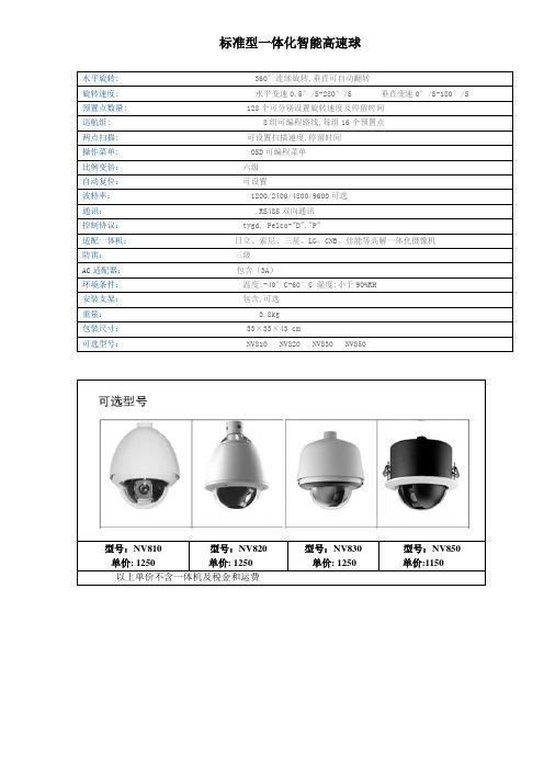 一体化智能高速球功能介绍及报价