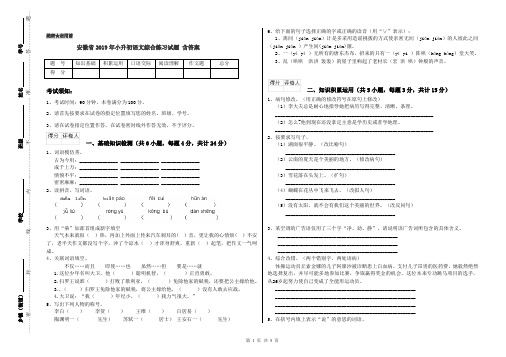 安徽省2019年小升初语文综合练习试题 含答案