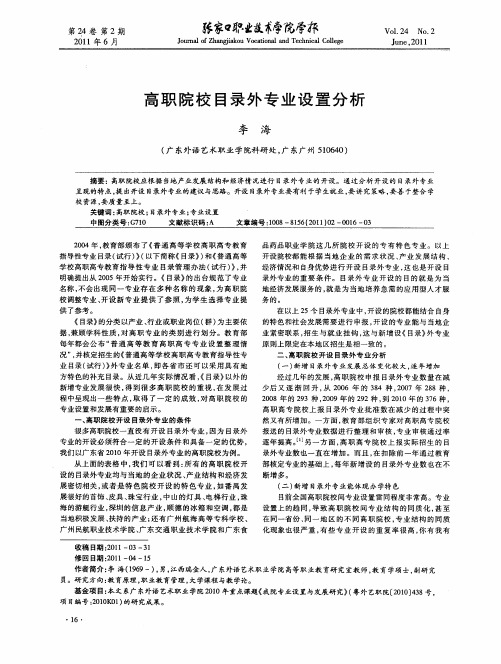 高职院校目录外专业设置分析