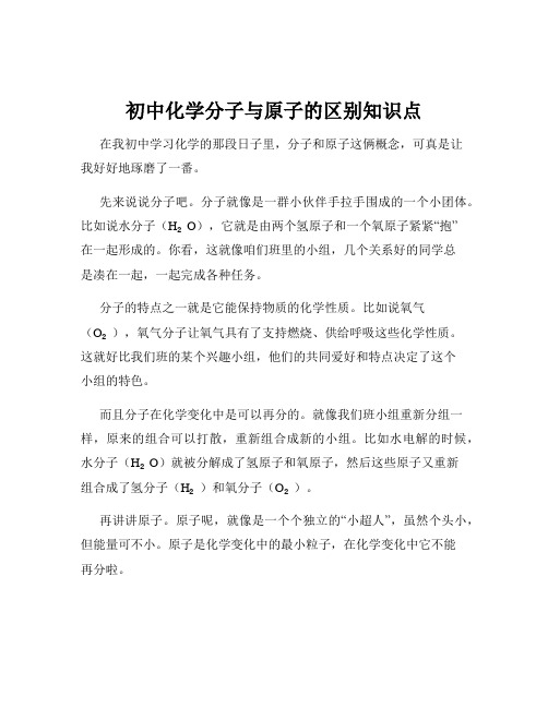 初中化学分子与原子的区别知识点