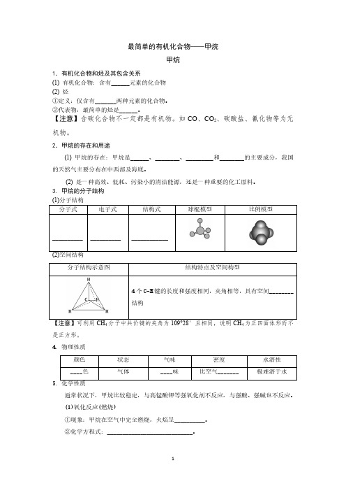 高中 最简单的有机化合物——甲烷