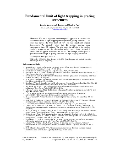 OPTICS EXPRESS A367 2010 Fundamental limit of light trapping in grating