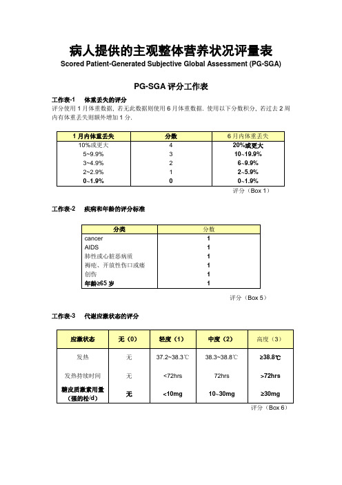 营养评定量表PG-SGA