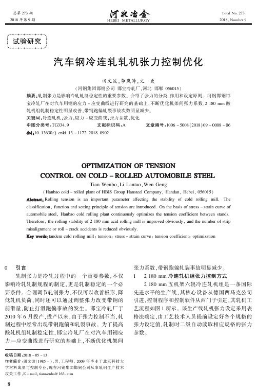 汽车钢冷连轧轧机张力控制优化