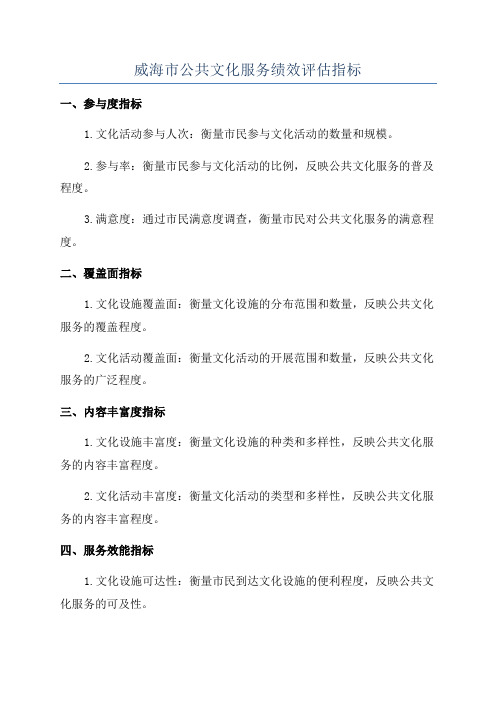 威海市公共文化服务绩效评估指标