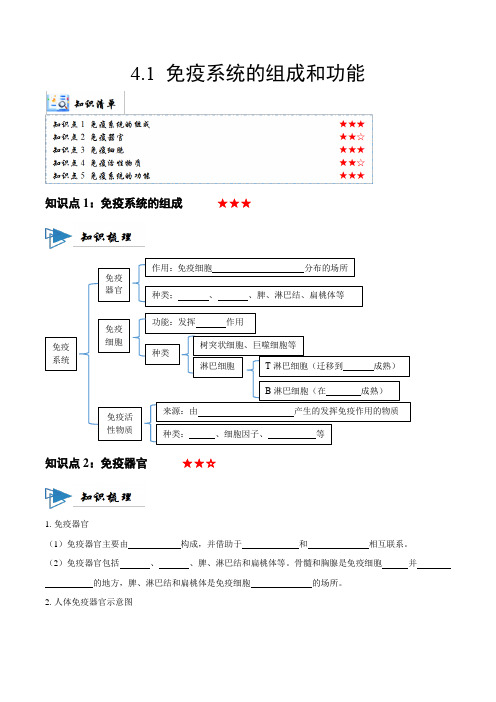 免疫系统的组成和功能(讲义)(原卷版)