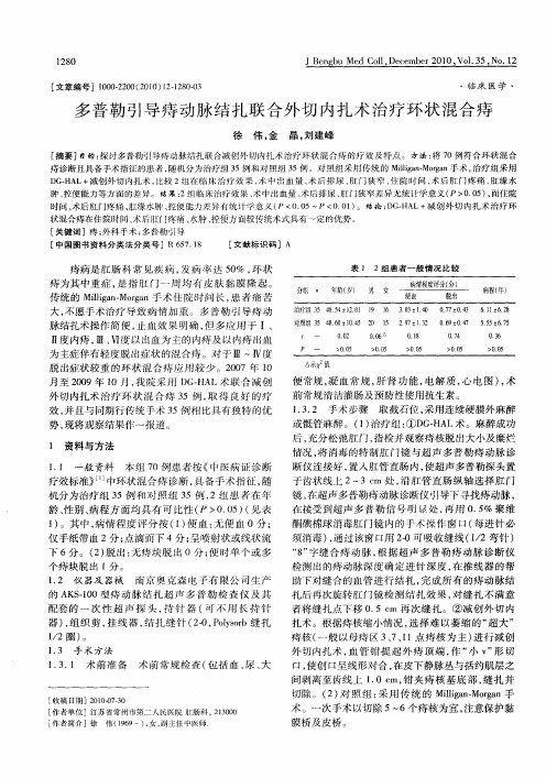 多普勒引导痔动脉结扎联合外切内扎术治疗环状混合痔