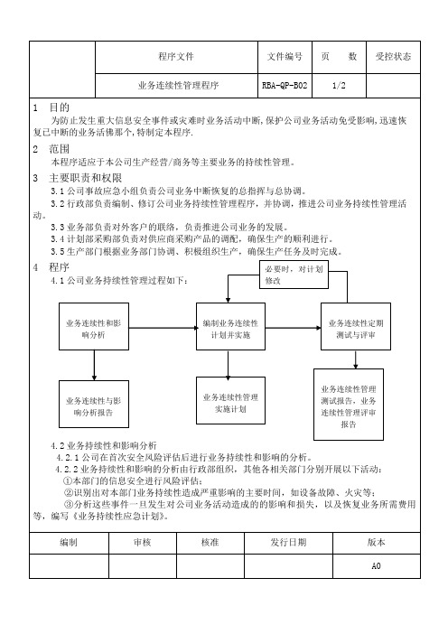 业务连续性管理程序