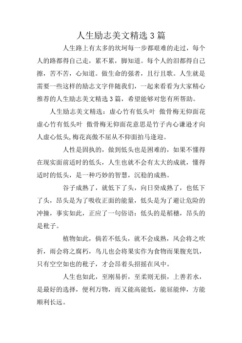 人生励志美文精选3篇
