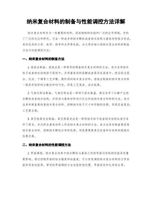 纳米复合材料的制备与性能调控方法详解