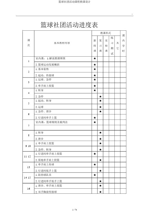 篮球社团活动课程教案