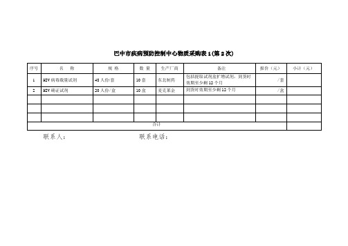 巴中疾病预防控制中心物质采购第2次