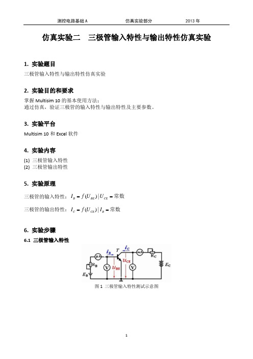 仿真实验--三极管特性仿真实验