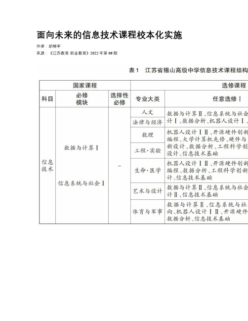 面向未来的信息技术课程校本化实施