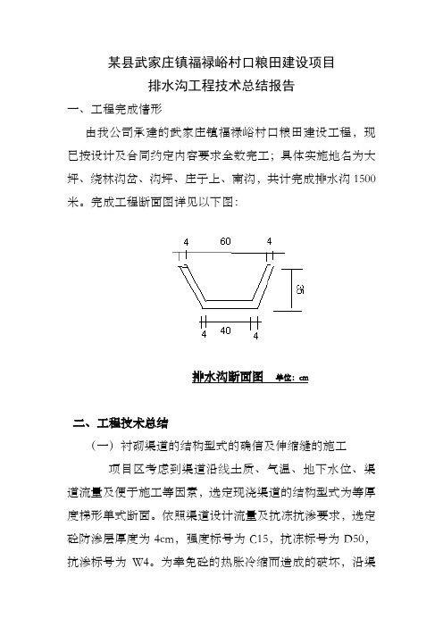 排水沟工程技术总结报告