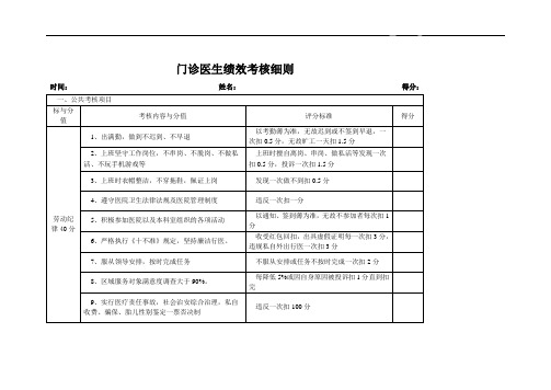 门诊医生绩效考核细则(新)