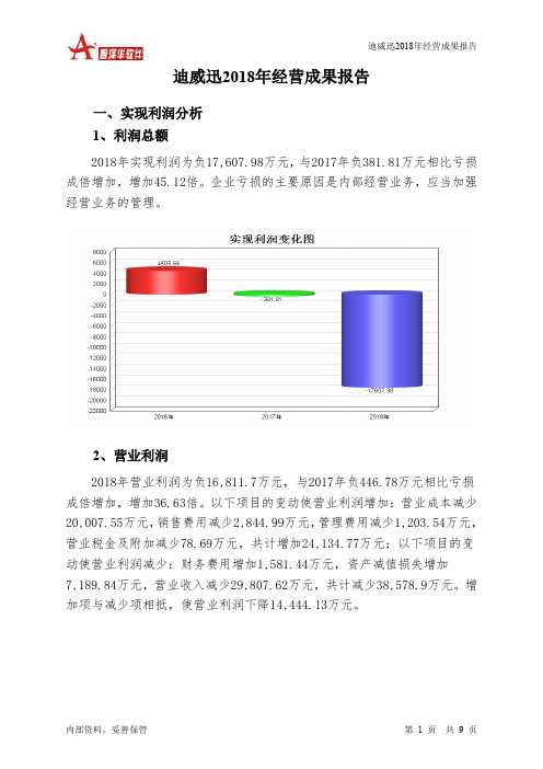 迪威迅2018年经营成果报告-智泽华