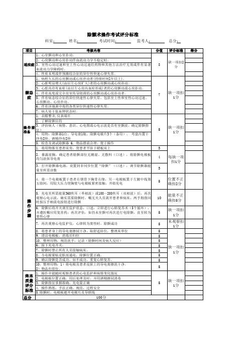 除颤术操作考试评分标准