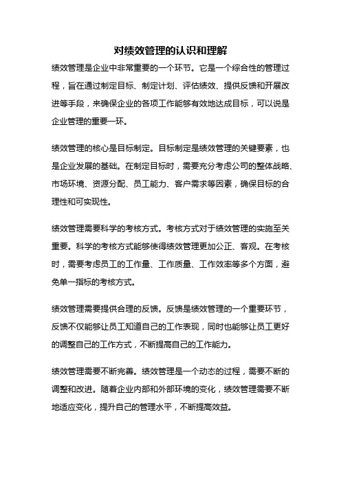 对绩效管理的认识和理解