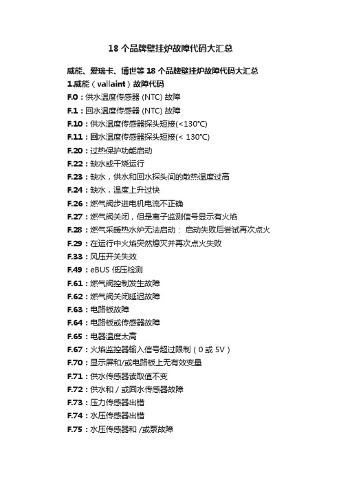 18个品牌壁挂炉故障代码大汇总