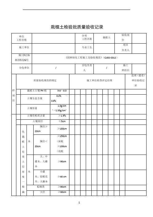 《园林绿化工程施工及验收规范》(CJJ82-2012配套)表格