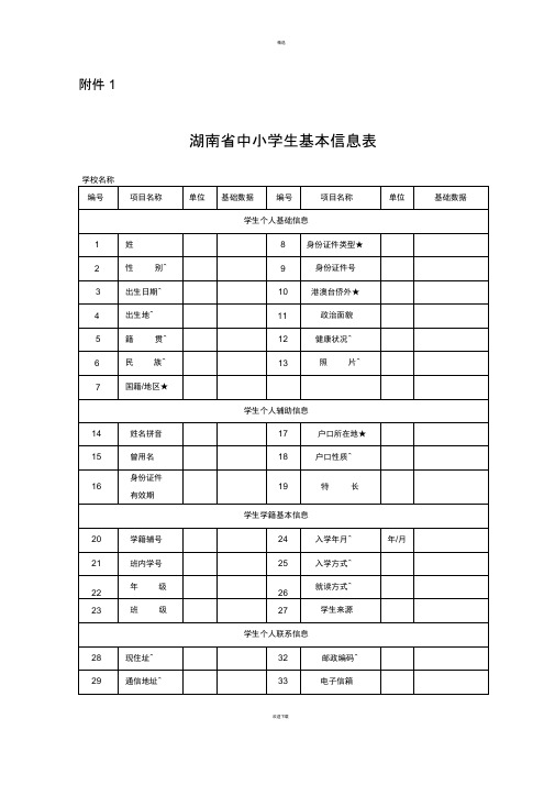 《湖南省中小学生学籍管理》用表