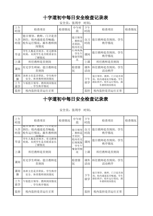 学校每日安全检查记录表