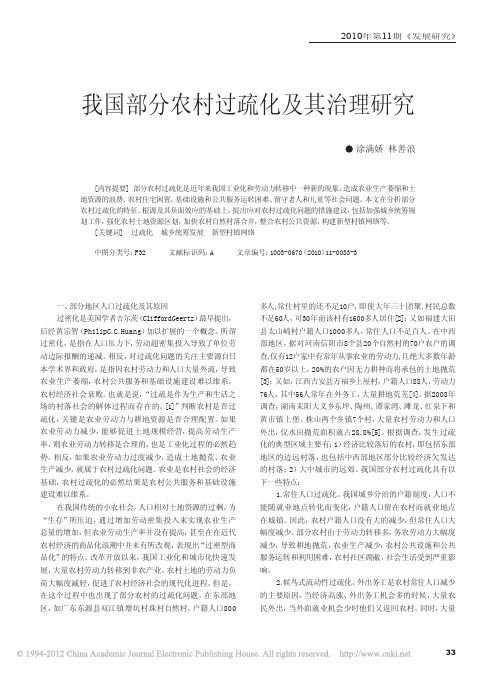 我国部分农村过疏化及其治理研究