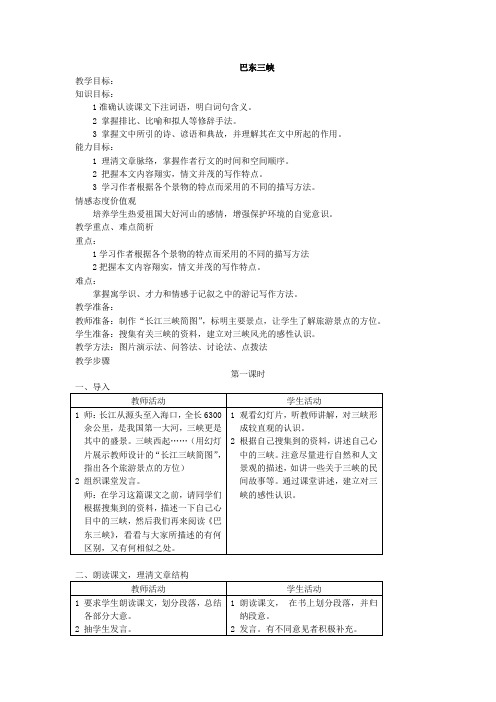 (语文版)初中语文八年级上册巴东三峡第一课时