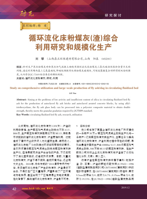 循环流化床粉煤灰(渣)综合利用研究和规模化生产