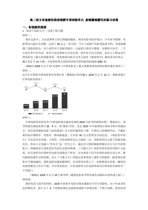 高二语文非连续性阅读理解专项训练单元 易错题难题同步练习试卷