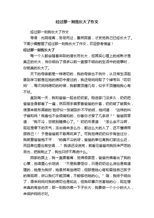 经过那一刻我长大了作文